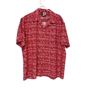 Kennington Hawaiian Button Up Short Mens Size XL Red Regular‎ Fit Short Sleeve